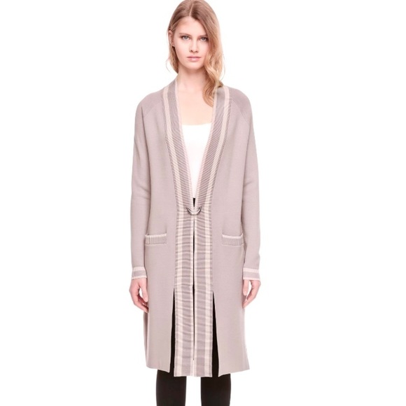 NEW Soia & Kyo Cordelia Varsity Coatigan Cardigan in Latte (Grey Taupe) Size S - Picture 2 of 8